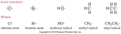 Lewis structures of common free radicals