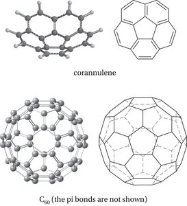 corannulene and fullerene structures