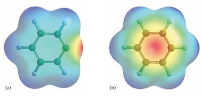 electrostatic potential maps of benzene and substituted benzenes