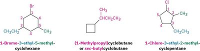 Correct and incorrect numbering in cyclopentane and cyclobutane
