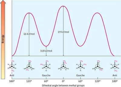 Energy profile for butane conformations