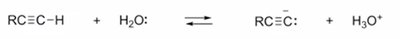 Equilibrium between acetylene and water showing pKa relationships