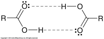 Hydrogen bonding between carboxylic acid dimers