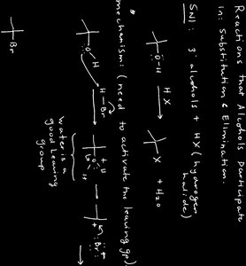 E1 elimination of alcohol to alkene