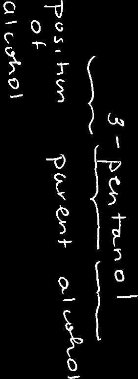 Example: 3-pentanol, showing position of alcohol