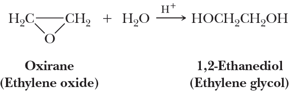 Acid-catalyzed hydrolysis of oxirane