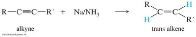Reduction of alkynes to trans alkenes with Na/NH3