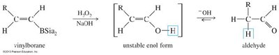 Hydroboration-oxidation and tautomerization to aldehyde