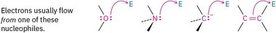 Curved arrow notation for nucleophilic attack