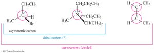 Examples of chiral centers and stereocenters