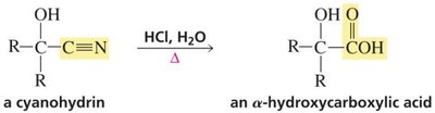 Cyanohydrin reactions: acid hydrolysis and reduction