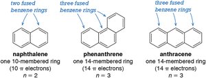 Structures of naphthalene, phenanthrene, anthracene