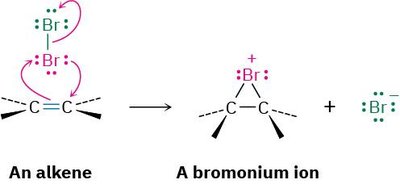 Formation of a bromonium ion from an alkene and Br2