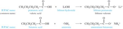 Examples of carboxylic acid salts formation