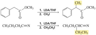 Alkylation of esters and nitriles