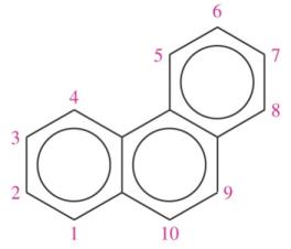 Estructura y numeración de fenantreno
