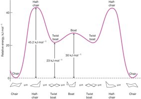 Energy diagram of cyclohexane conformations