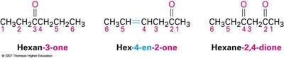 Examples of ketone nomenclature