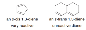 Reactivity of s-cis vs s-trans cyclic dienes