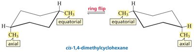 cis-1,4-dimethylcyclohexane ring flip