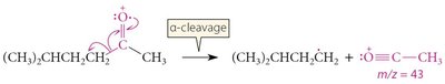 Mass spectrum of butyraldehyde