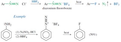 Replacement of diazonium group by fluoride