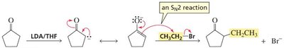 Alkylation of enolate ion