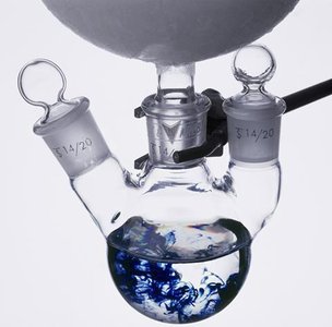 Sodium in liquid ammonia, showing blue color of solvated electrons