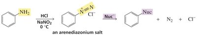 Formation and reaction of arenediazonium salts