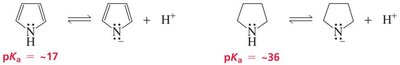 Acidity of pyrrole and pyrrolidine