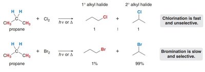 Chlorination vs. bromination product ratios