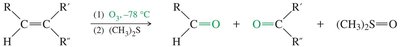 Ozonolysis of alkenes to carbonyl compounds