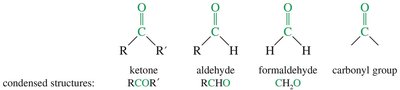 Condensed structures of ketone, aldehyde, formaldehyde, and carbonyl group