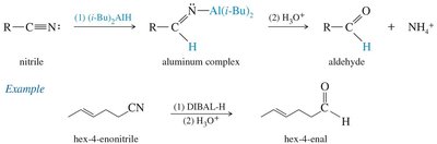 Reduction of nitriles to aldehydes