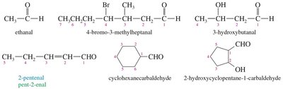 Examples of aldehyde nomenclature