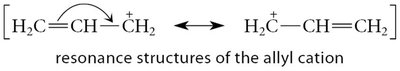Resonance structures of the allyl cation