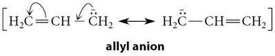Resonance structures of the allyl anion