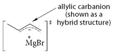 Hybrid structure of allylic carbanion