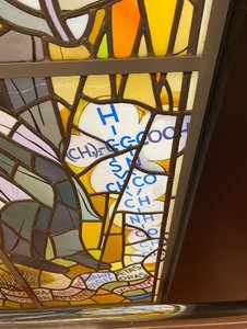 Stained glass with chemical structure