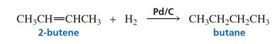 Catalytic hydrogenation of 2-butene