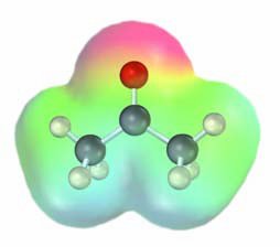 Electrostatic potential map of a carbonyl compound in a different orientation