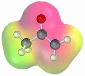 Electrostatic potential map of an enolate ion, highlighting nucleophilic sites