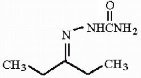 Structure of semicarbazone derivative of 3-pentanone