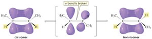 π bond and restricted rotation in cis-trans isomers