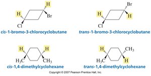 cis and trans isomers in cycloalkanes