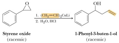 Gilman reagent reaction with styrene oxide
