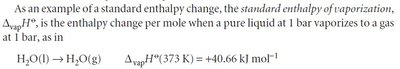 Standard enthalpy of vaporization example