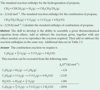Hess's law example for combustion of propene