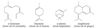 Terpene structures from essential oils