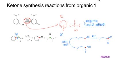 Ketone synthesis reactions: PCC, ozonolysis, Jones oxidation